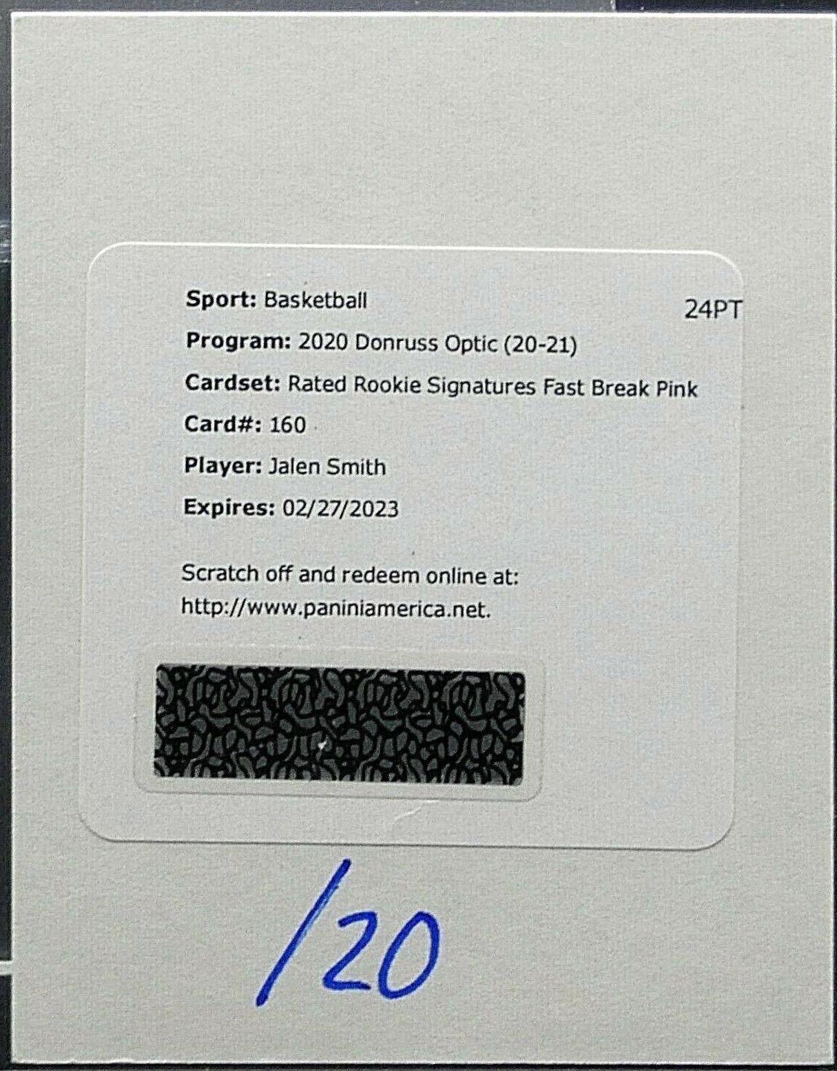 Jalen Smith [Autograph Fast Break Pink] #160