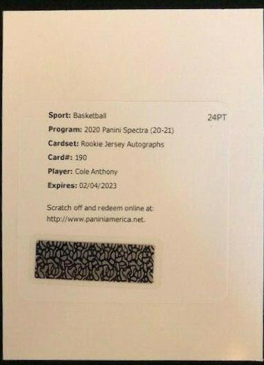 Cole Anthony [Jersey Autograph] #190