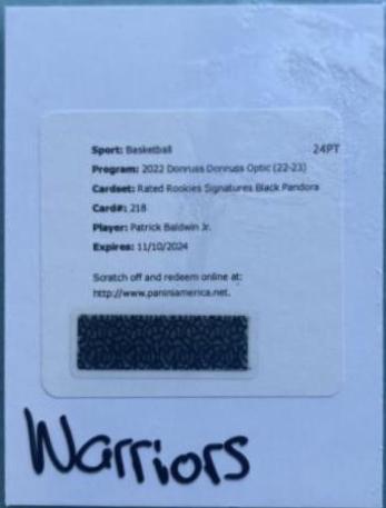Patrick Baldwin Jr. [Signature Black Pandora] #218