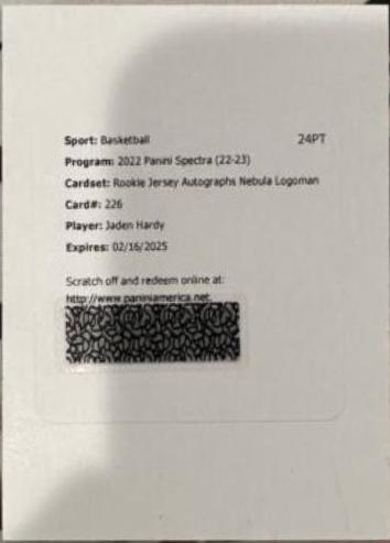 Jaden Hardy [Jersey Autograph Nebula Logoman] #226