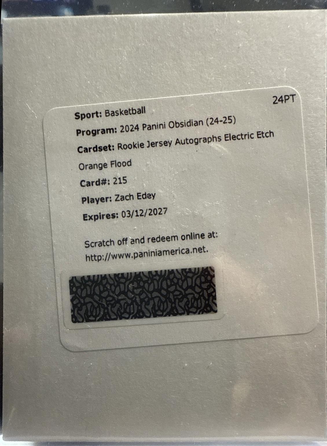 Zach Edey [Orange Autograph] #215