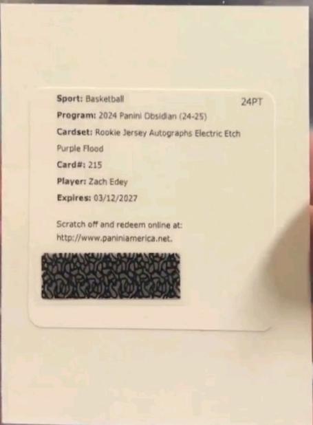 Zach Edey [Purple Autograph] #215