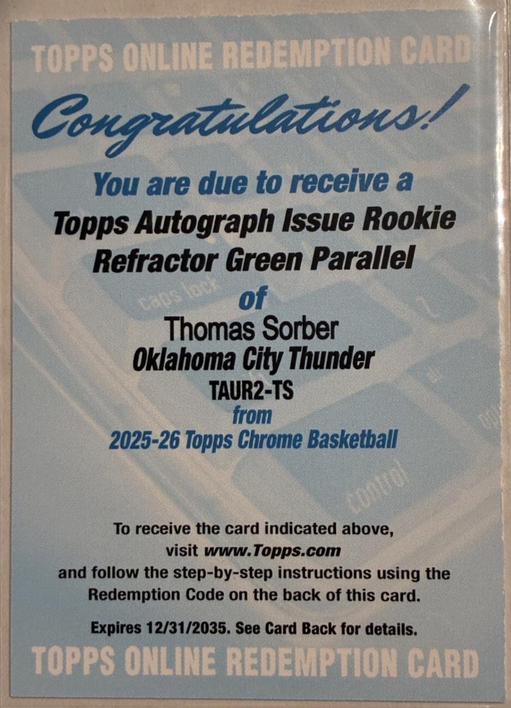 Thomas Sorber [Refractor Green] #TCAR-TS