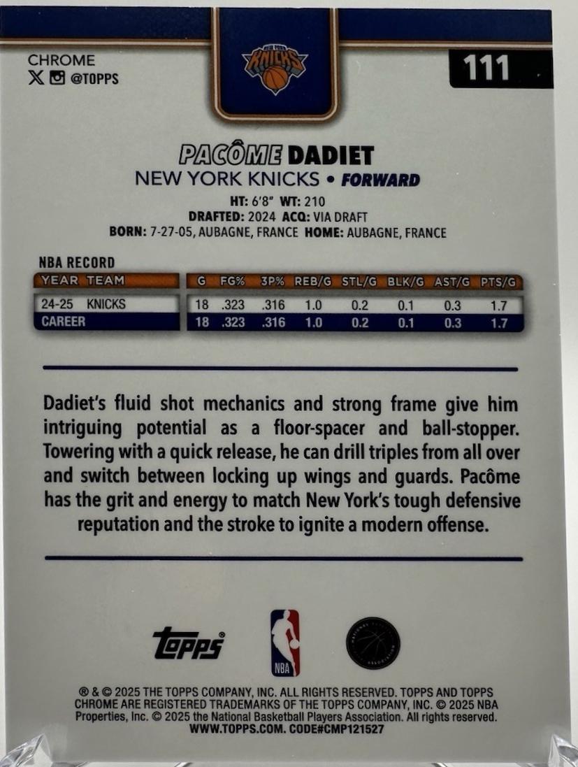 Pacôme Dadiet [Black Basketball Refractor] #111