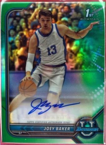 Joey Baker [Green Refractor] #BCPA-JBA