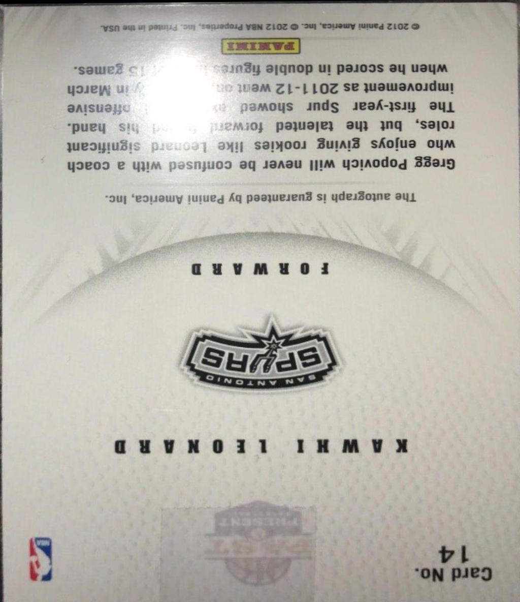 Kawhi Leonard Autograph #14