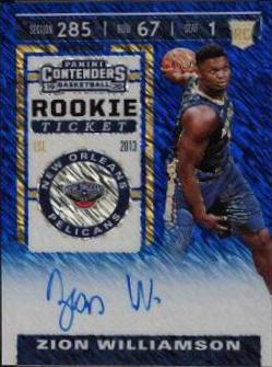 Zion Williamson [Ball Behind Head Autograph Premium Edition Blue Shimmer] #108