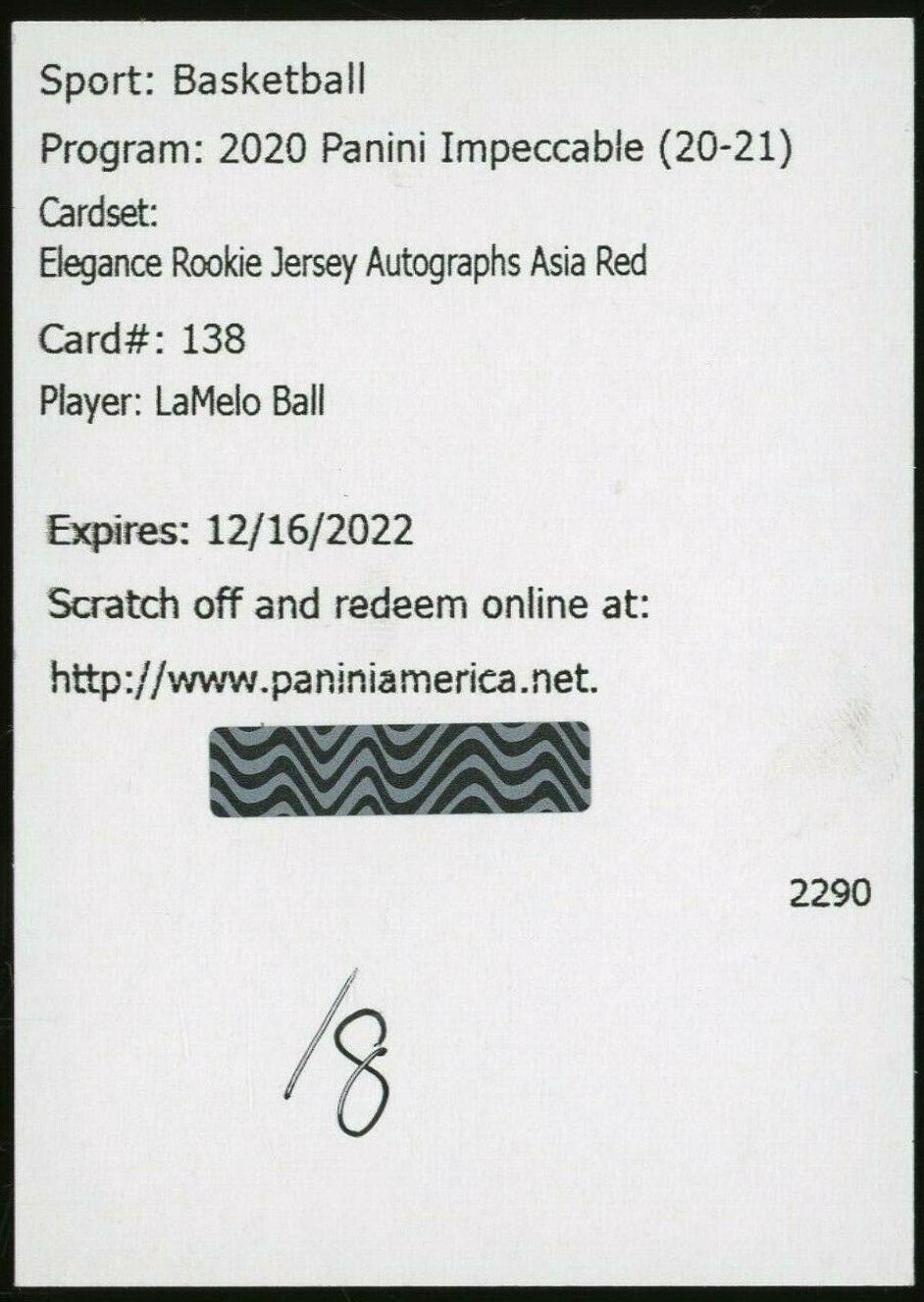 LaMelo Ball [Jersey Autograph Asia Red] #138