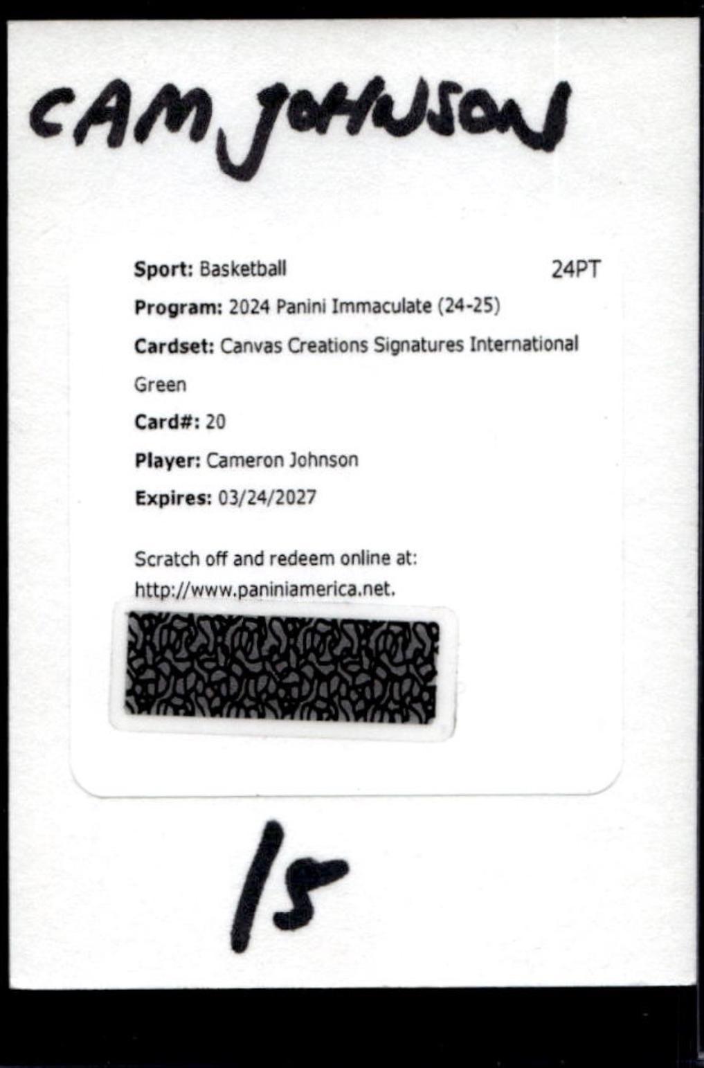 Cameron Johnson [Green] #20