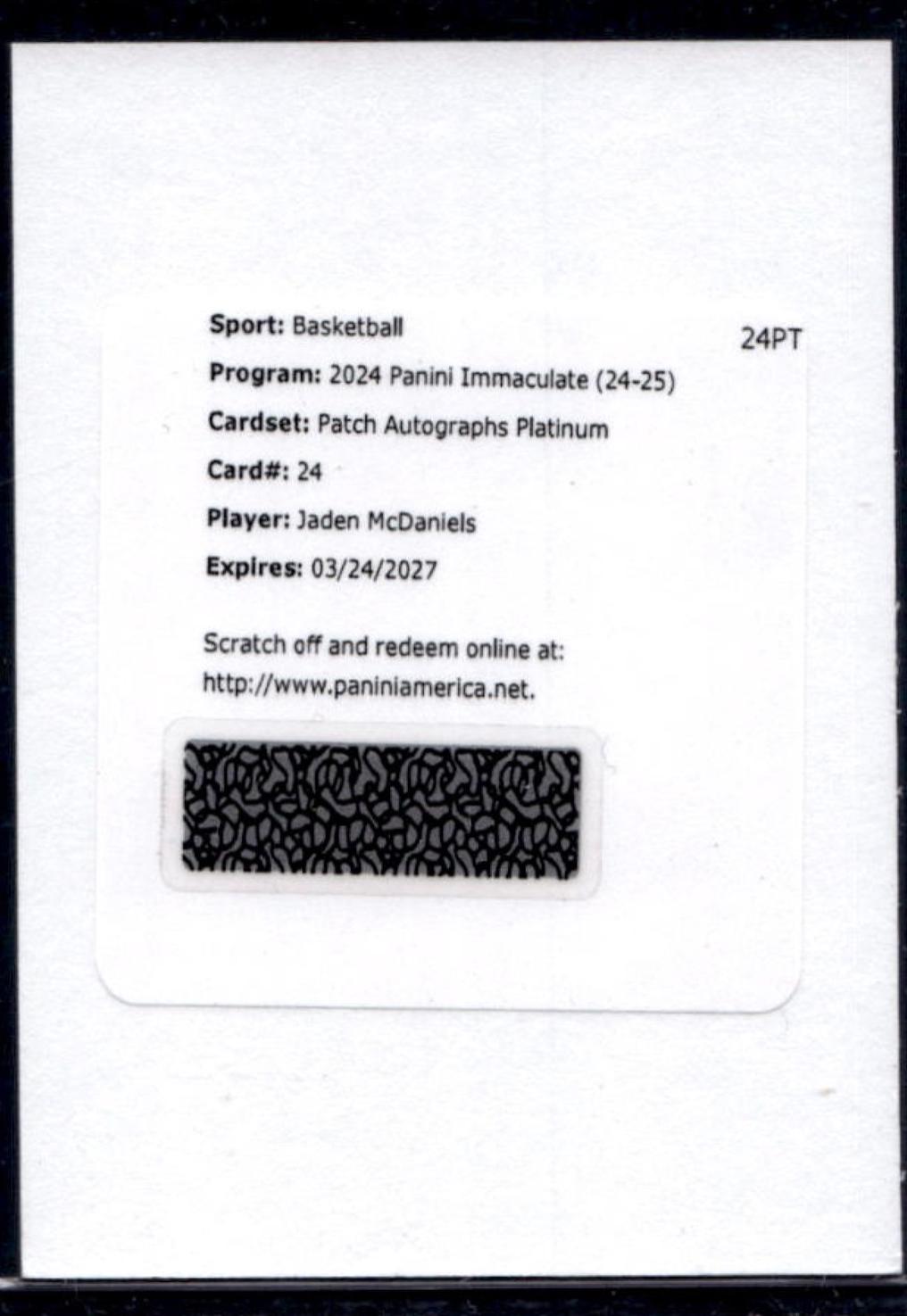 Jaden McDaniels [Platinum] #24
