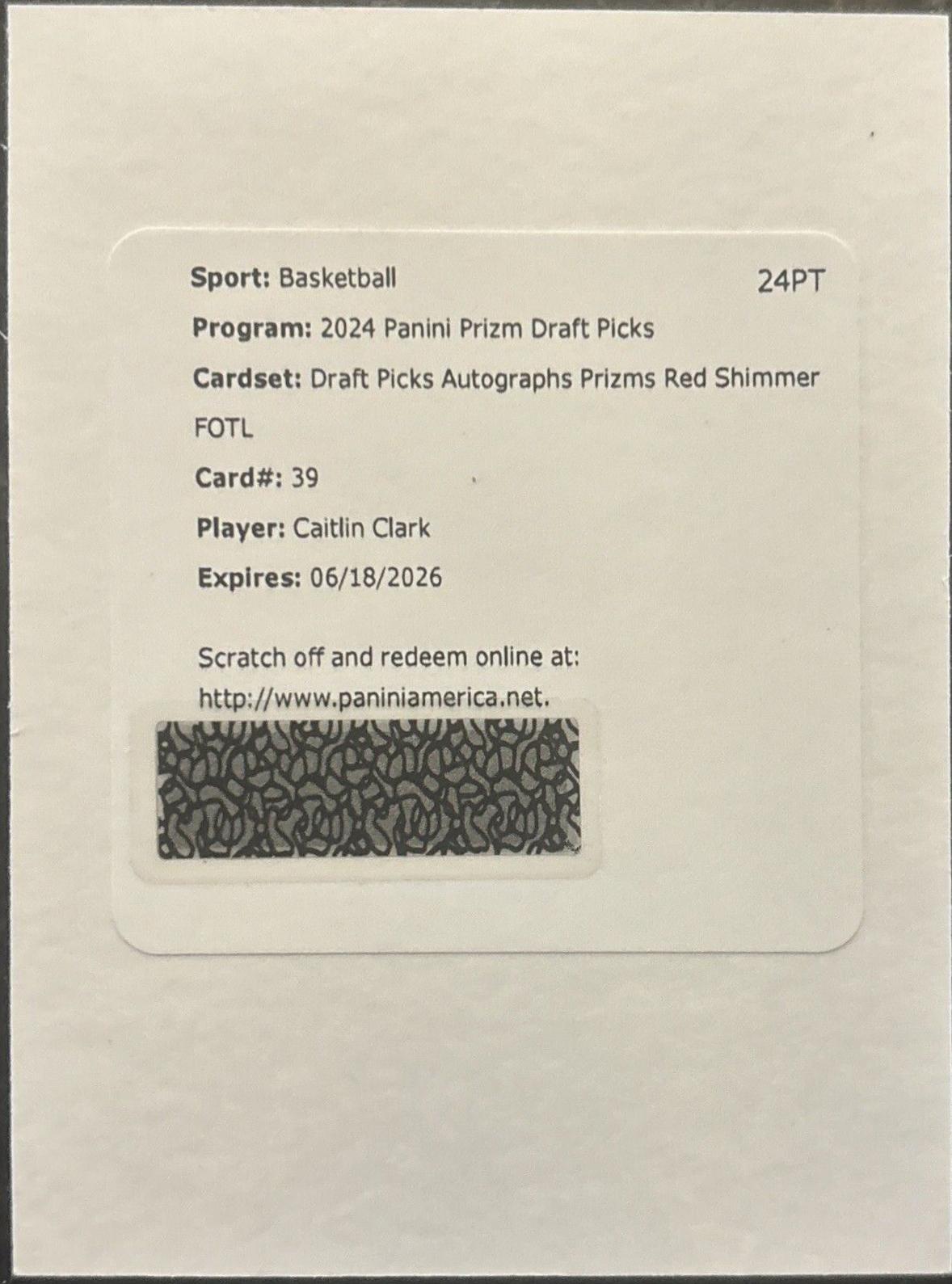 Caitlin Clark [Red Shimmer FOTL] #39