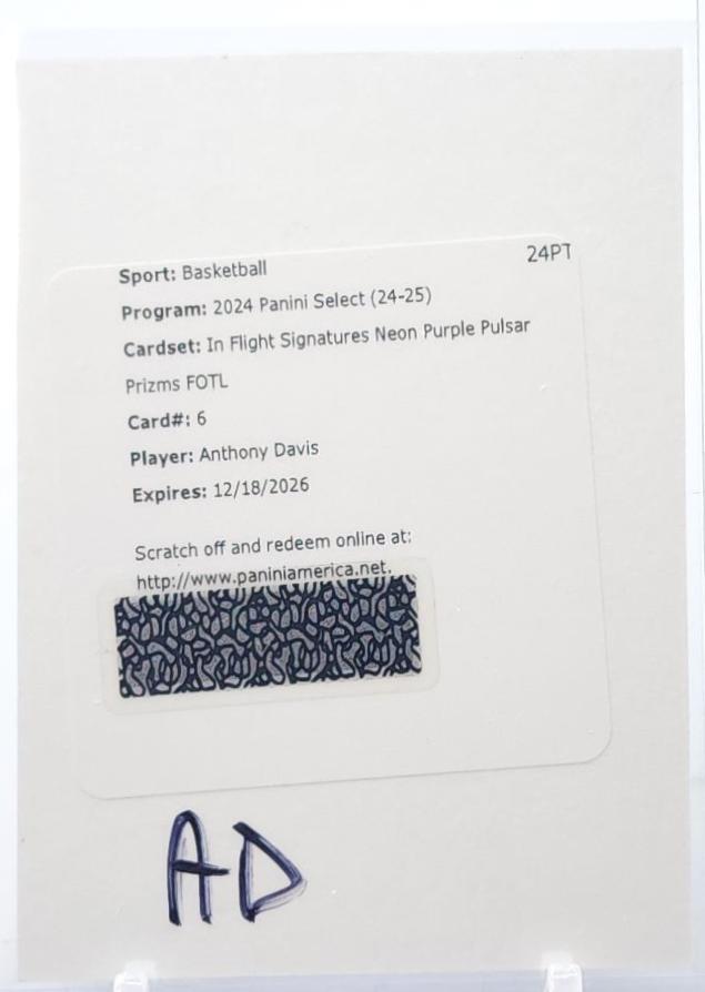 Anthony Davis [Neon Purple Pulsar Prizm FOTL] #IFS-DAV