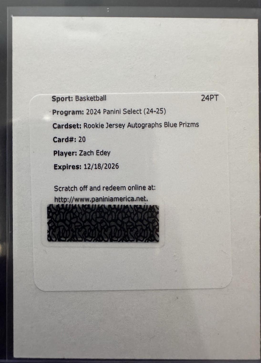 Zach Edey [Blue Prizm] #RJA-ZEG