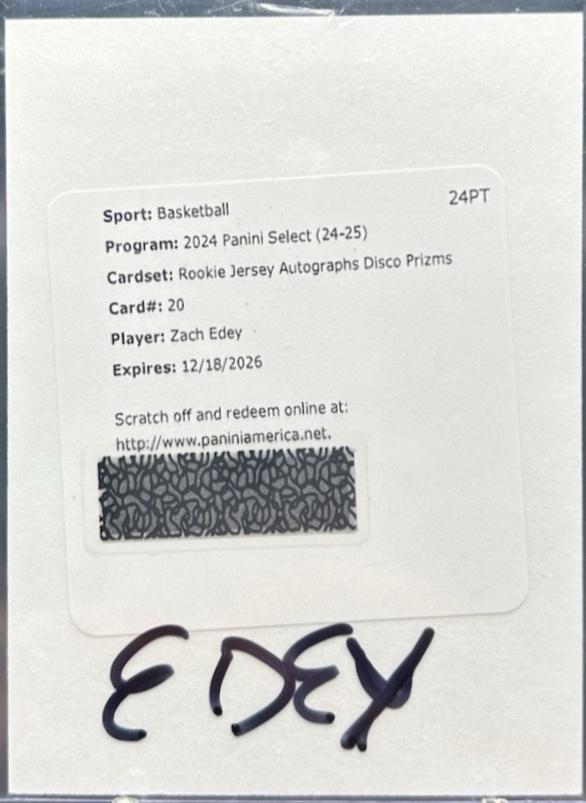 Zach Edey [Disco Prizm] #RJA-ZEG