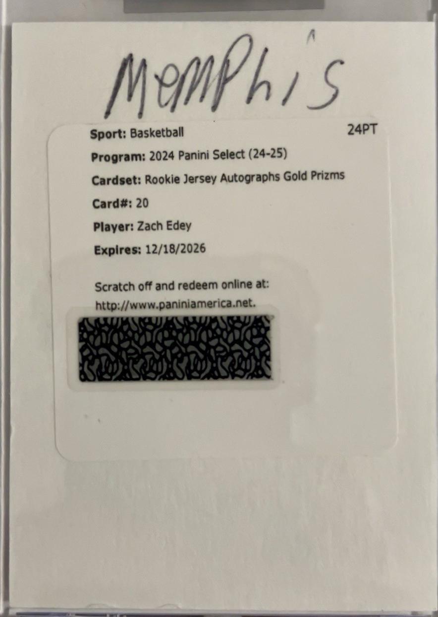 Zach Edey [Gold Prizm] #RJA-ZEG