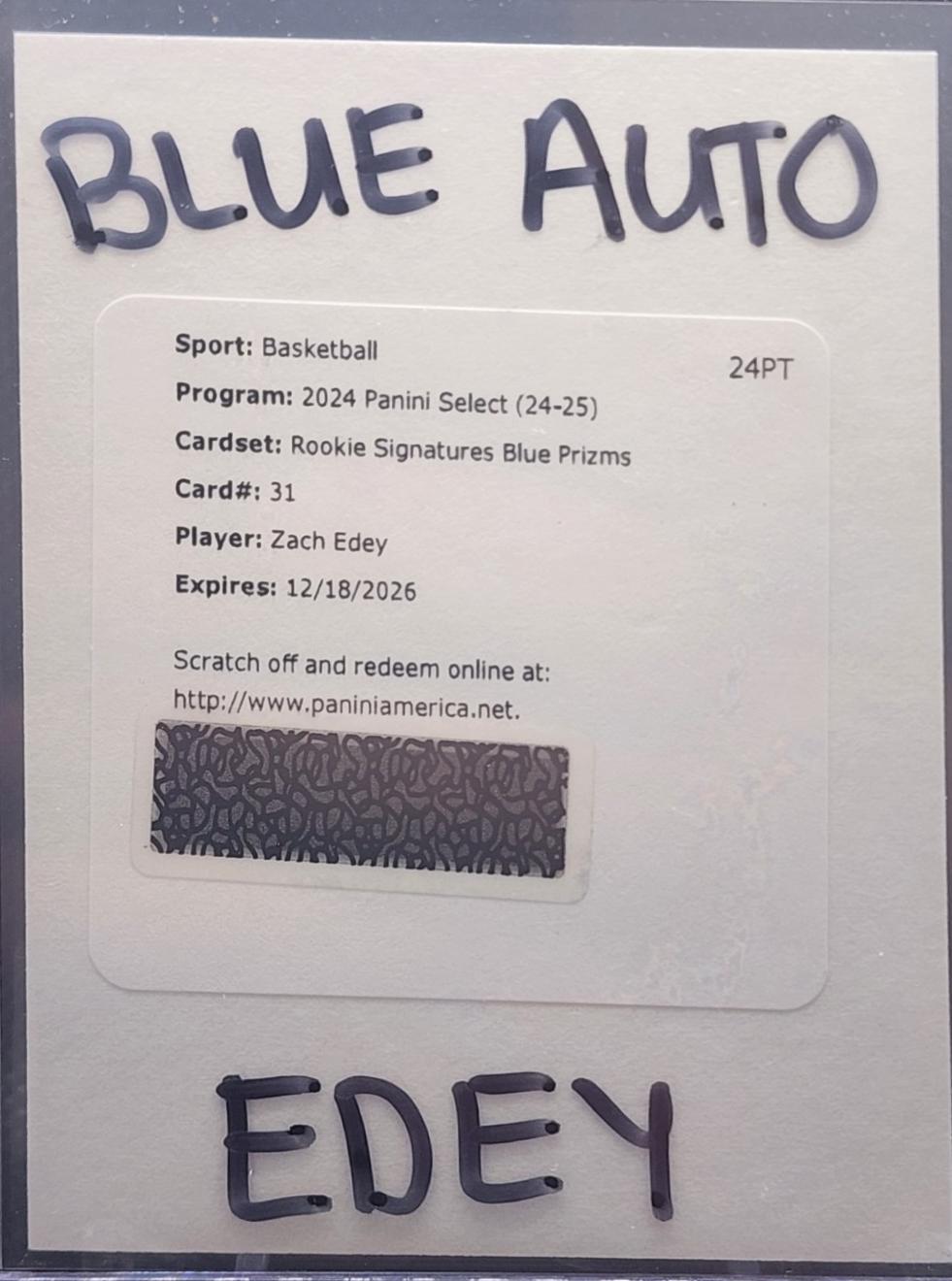 Zach Edey [Blue Prizm] #31