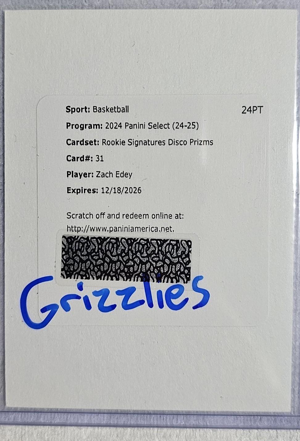 Zach Edey [Disco Prizm] #31