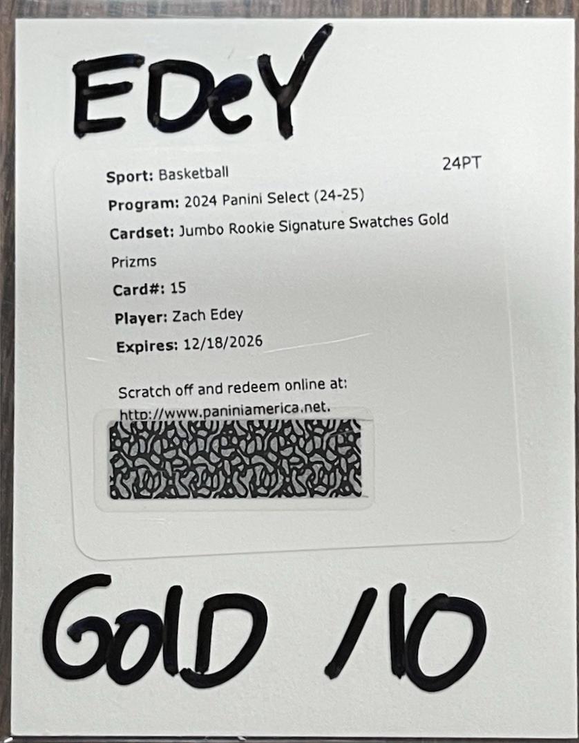 Zach Edey [Gold Prizm] #31