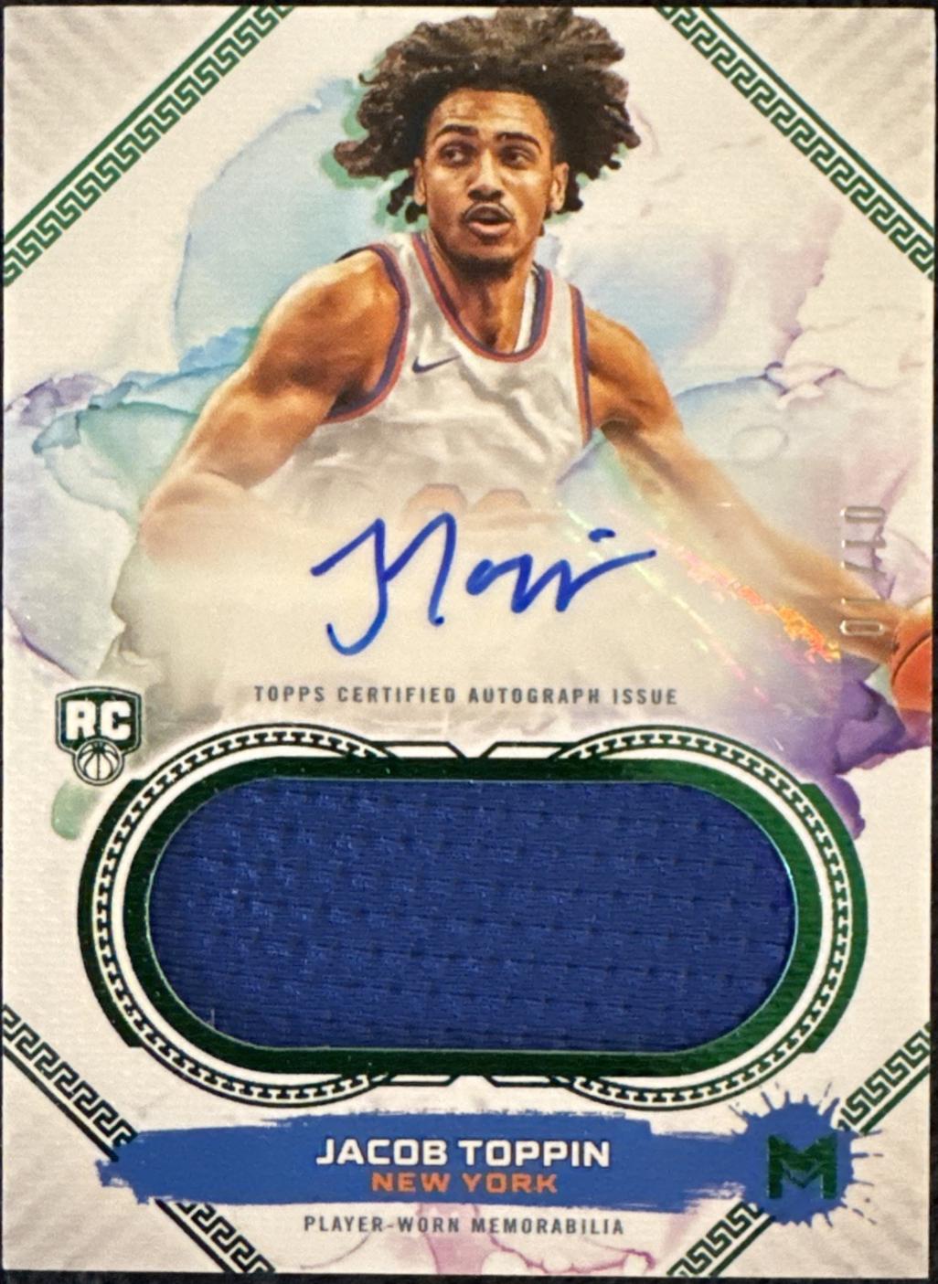 Jacob Toppin [Winsor Green Rookie Relic Autograph] #126