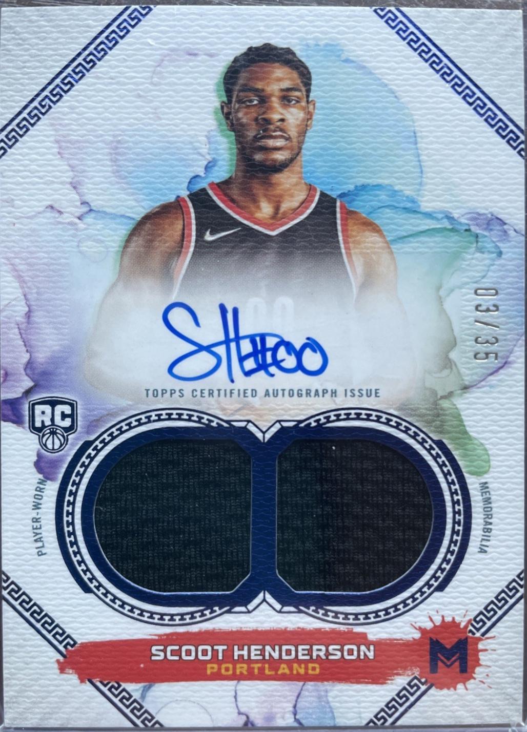 Scoot Henderson [Ultramarine Blue Rookie Relic Autograph Dual] #103
