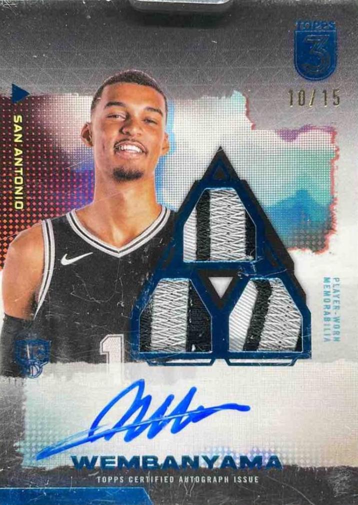 Victor Wembanyama [Blue Rookie 3 Patch Autograph Vertical] #101