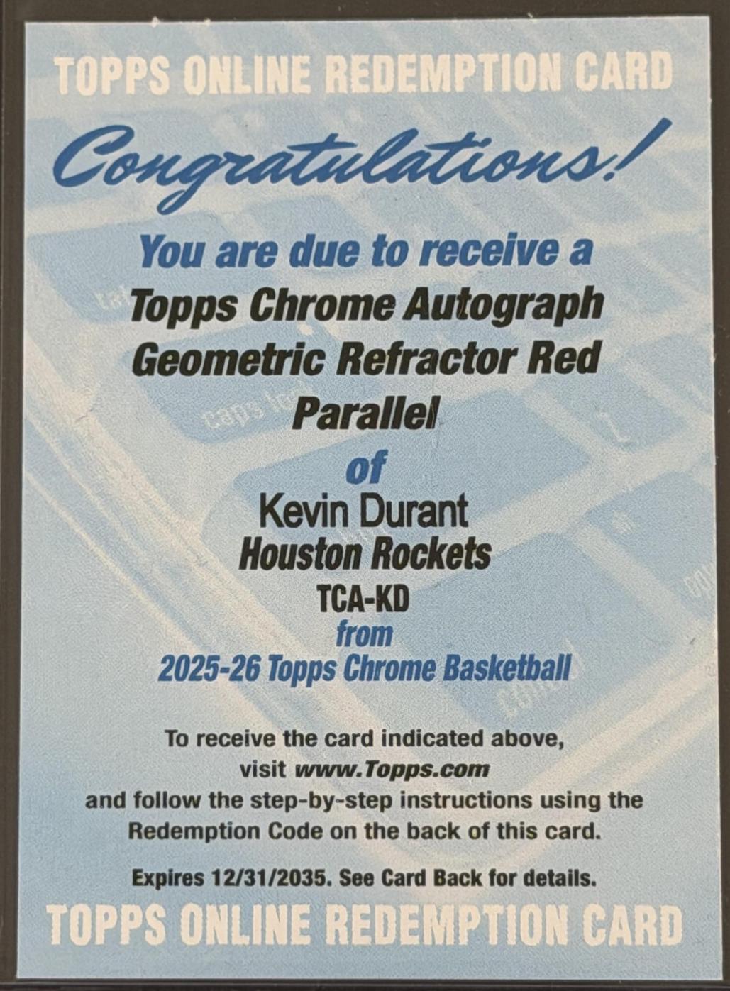Kevin Durant [Refractor Geometric Red] #TCA-KD