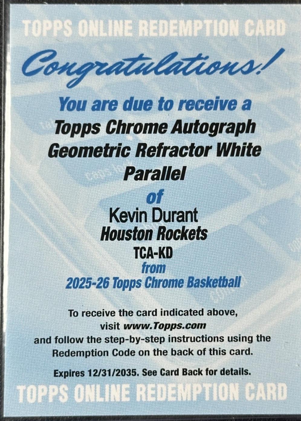 Kevin Durant [Refractor Geometric White] #TCA-KD