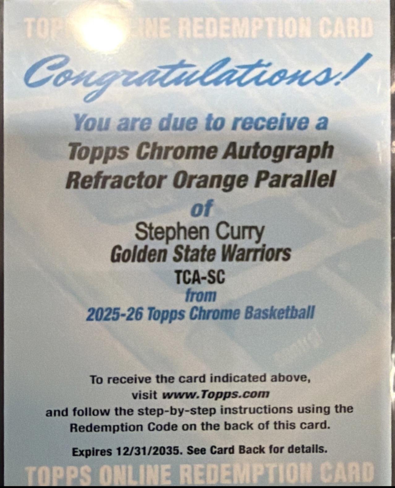 Stephen Curry [Refractor Orange] #TCA-SC