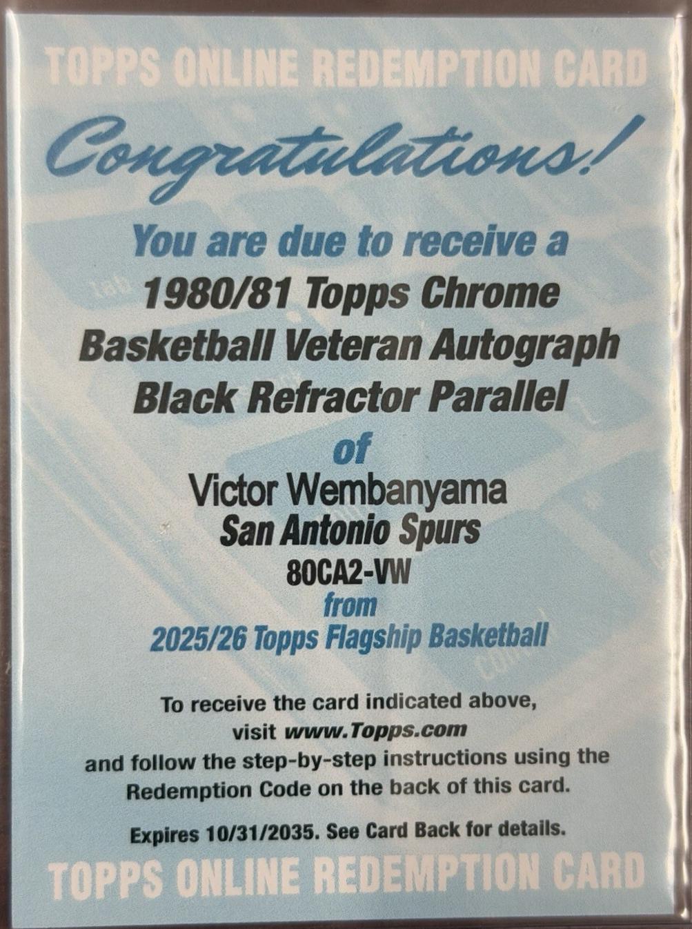 Victor Wembanyama [Refractor Black] #TCA-VW