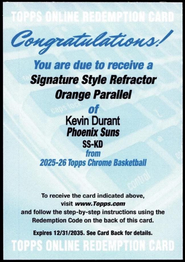 Kevin Durant [Refractor Orange] #SS-KD