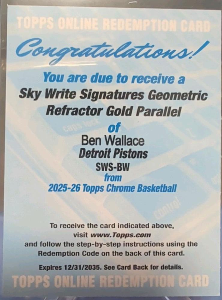 Ben Wallace [Refractor Gold] #SWS-BW