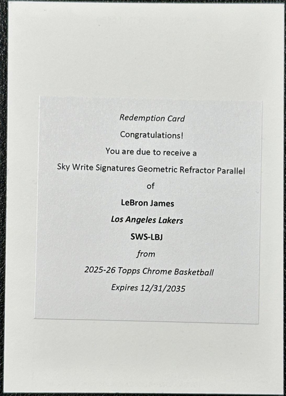 LeBron James [Refractor] #SWS-LBJ