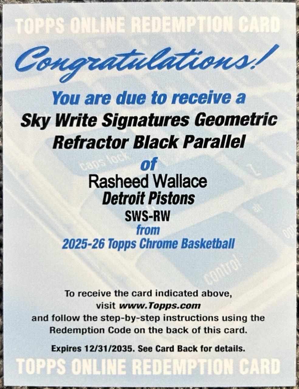 Rasheed Wallace [Refractor Black] #SWS-RW