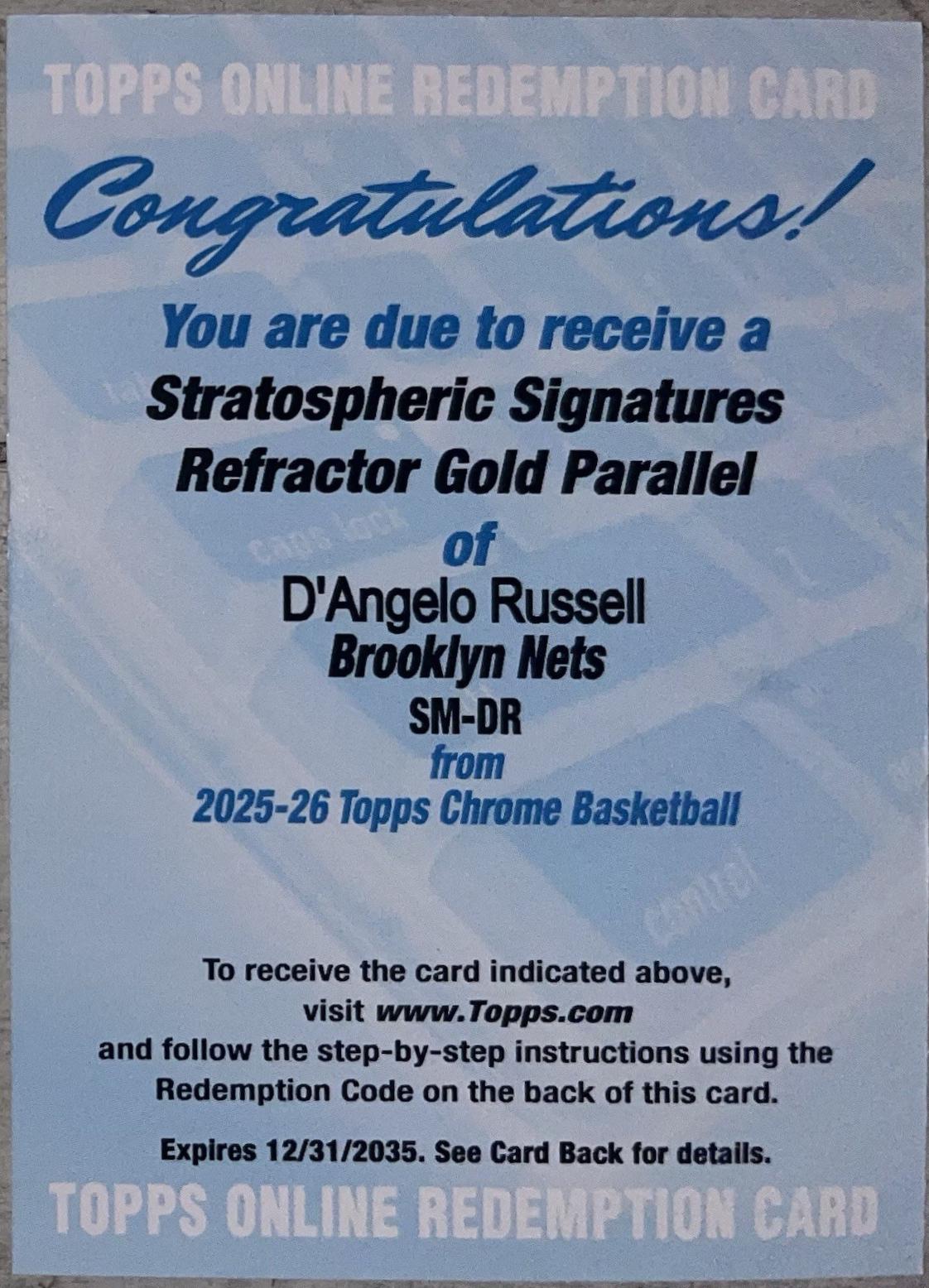 D'Angelo Russell [Refractor Gold] #SM-DR