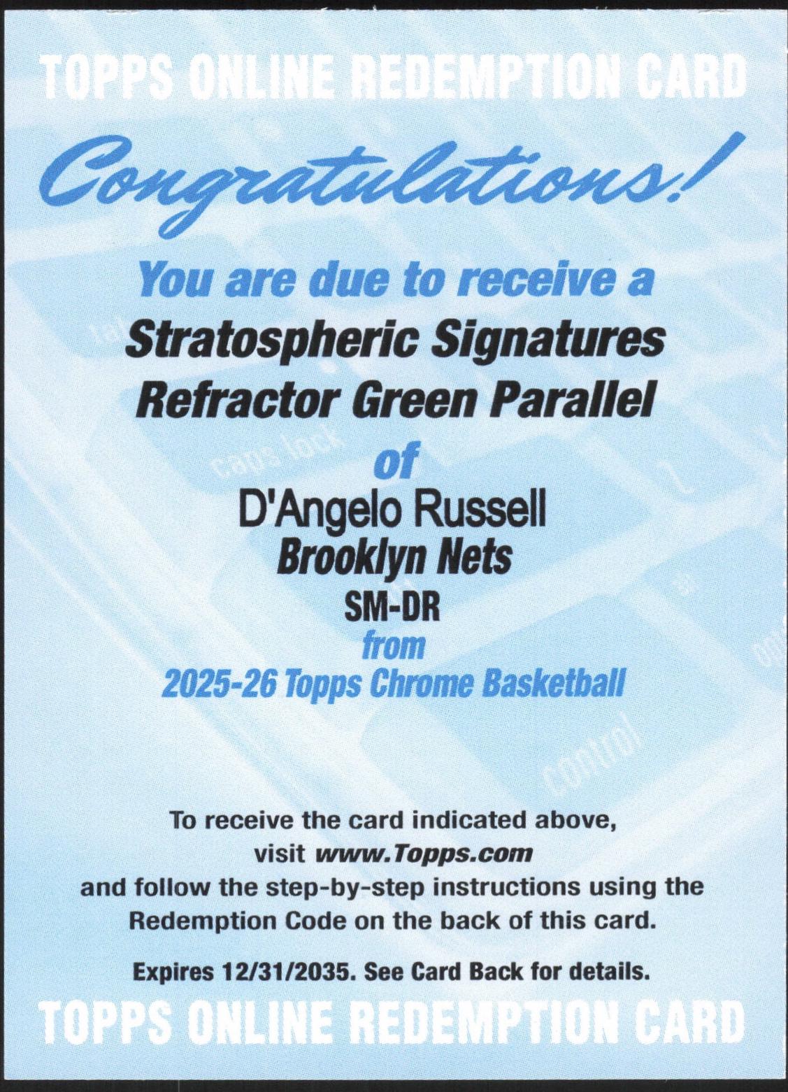 D'Angelo Russell [Refractor Green] #SM-DR