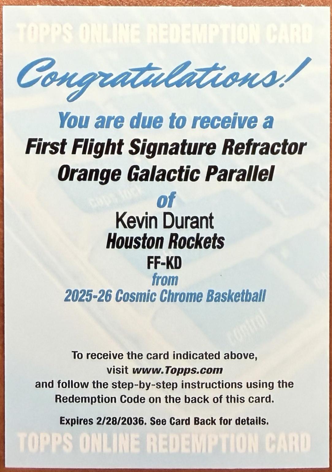 Kevin Durant [Orange Galactic] #FF-KD