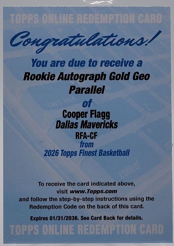 Cooper Flagg [Gold Geometric Refractor] #RFA-CF