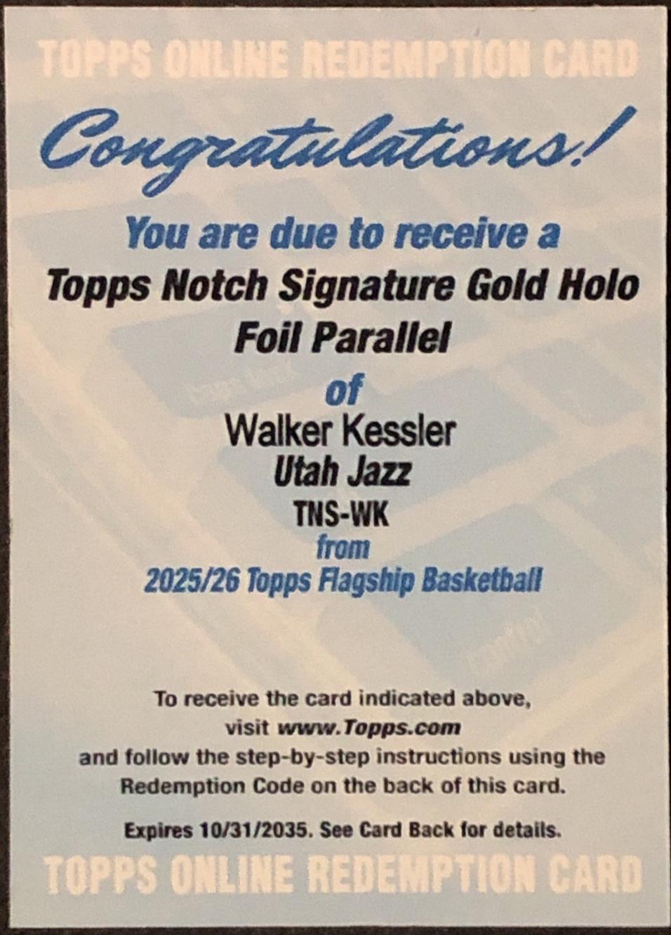 Walker Kessler [Holo Gold Foil] #TNS-WK