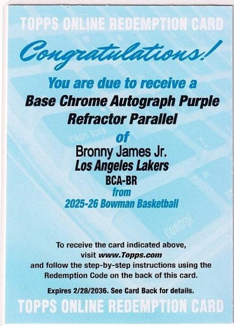 Bronny James Jr. [Purple Refractor] #BCA-BR