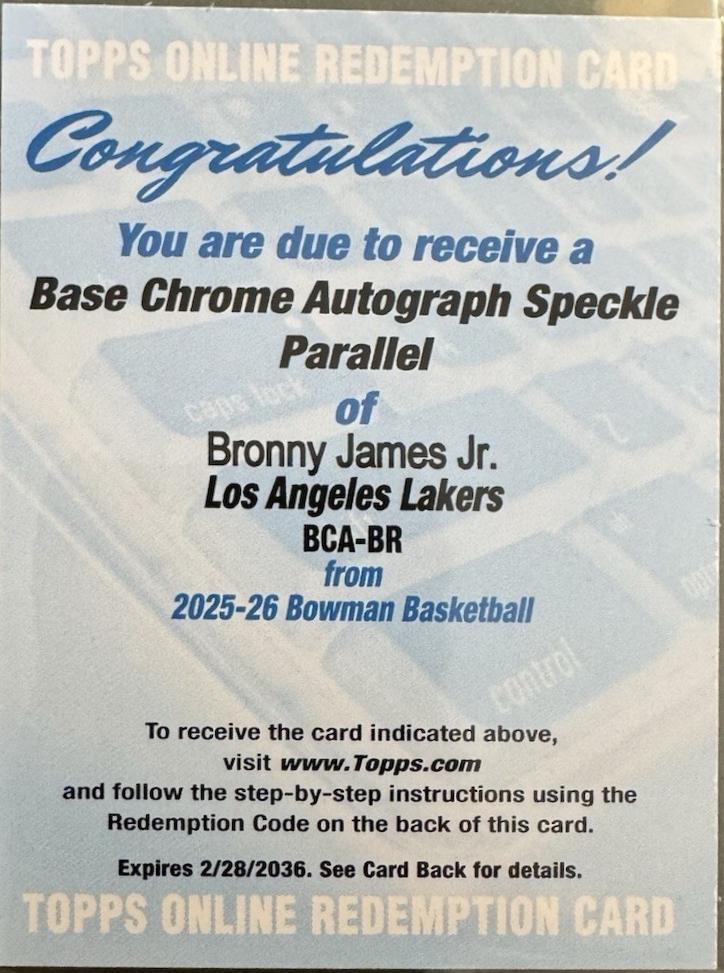 Bronny James Jr. [Speckle Refractor] #BCA-BR