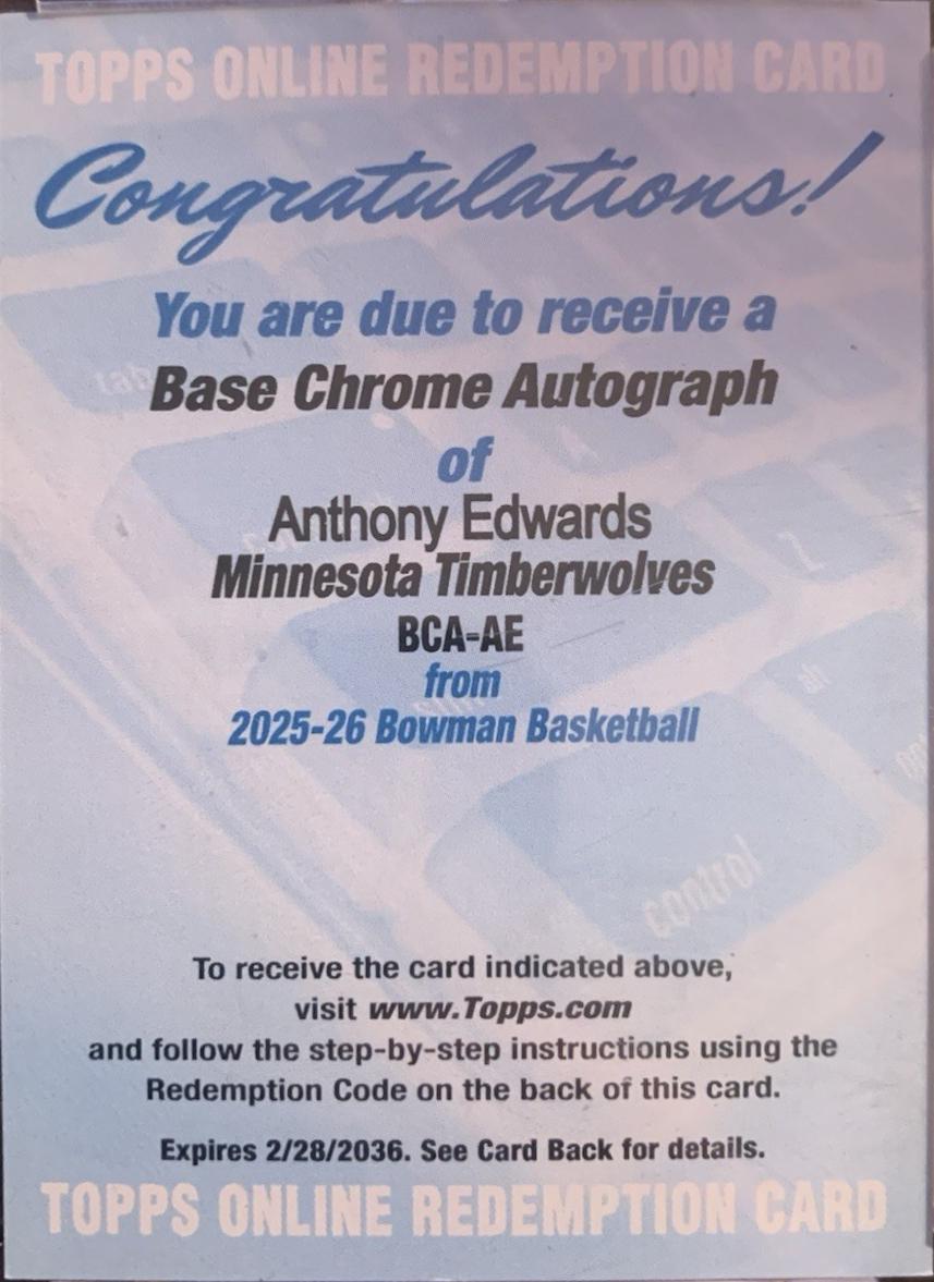 Anthony Edwards #BCA-AE
