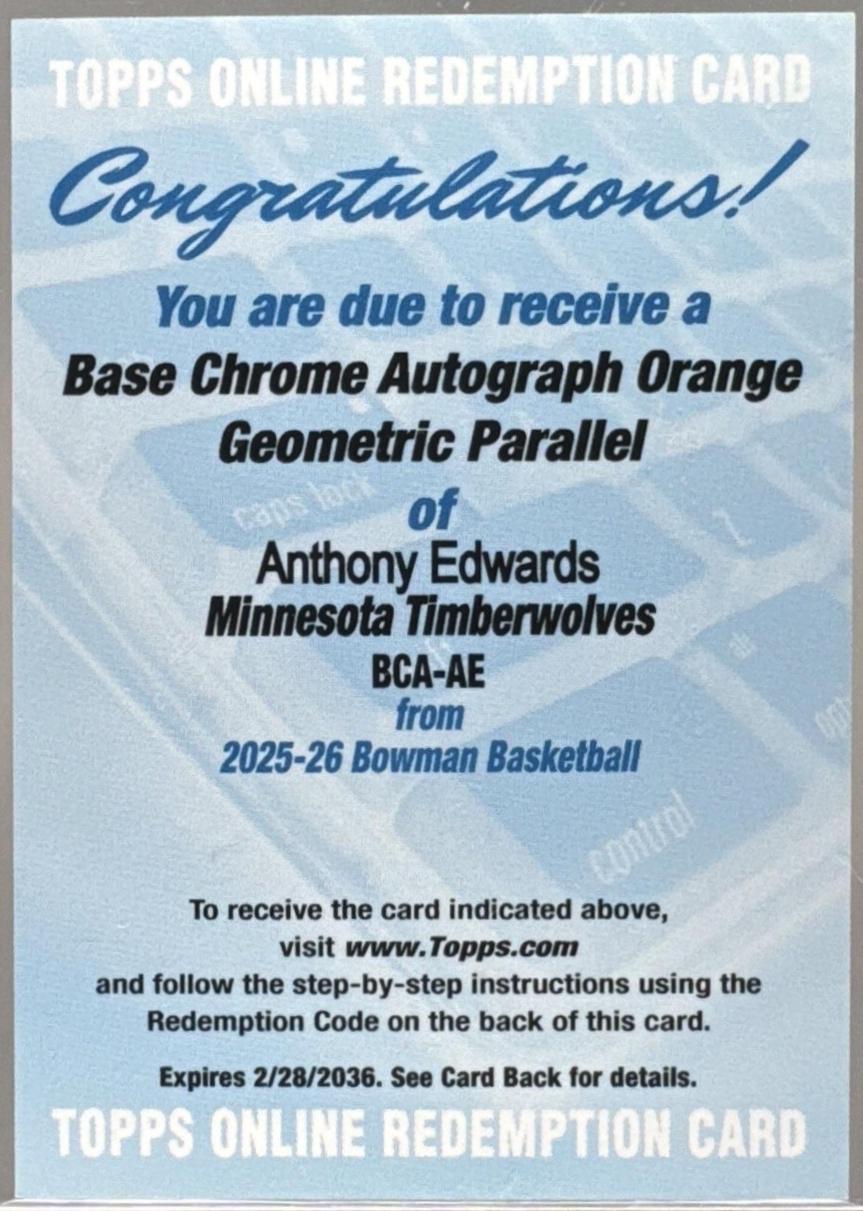 Anthony Edwards [Orange Geometric] #BCA-AE
