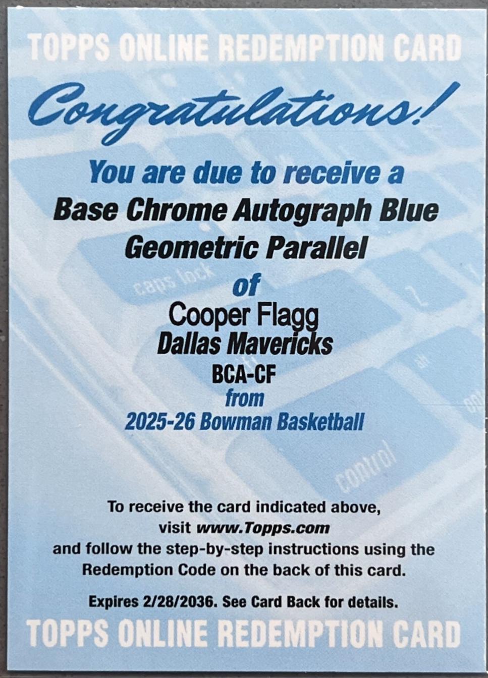 Cooper Flagg [Blue Geometric] #BCA-CF