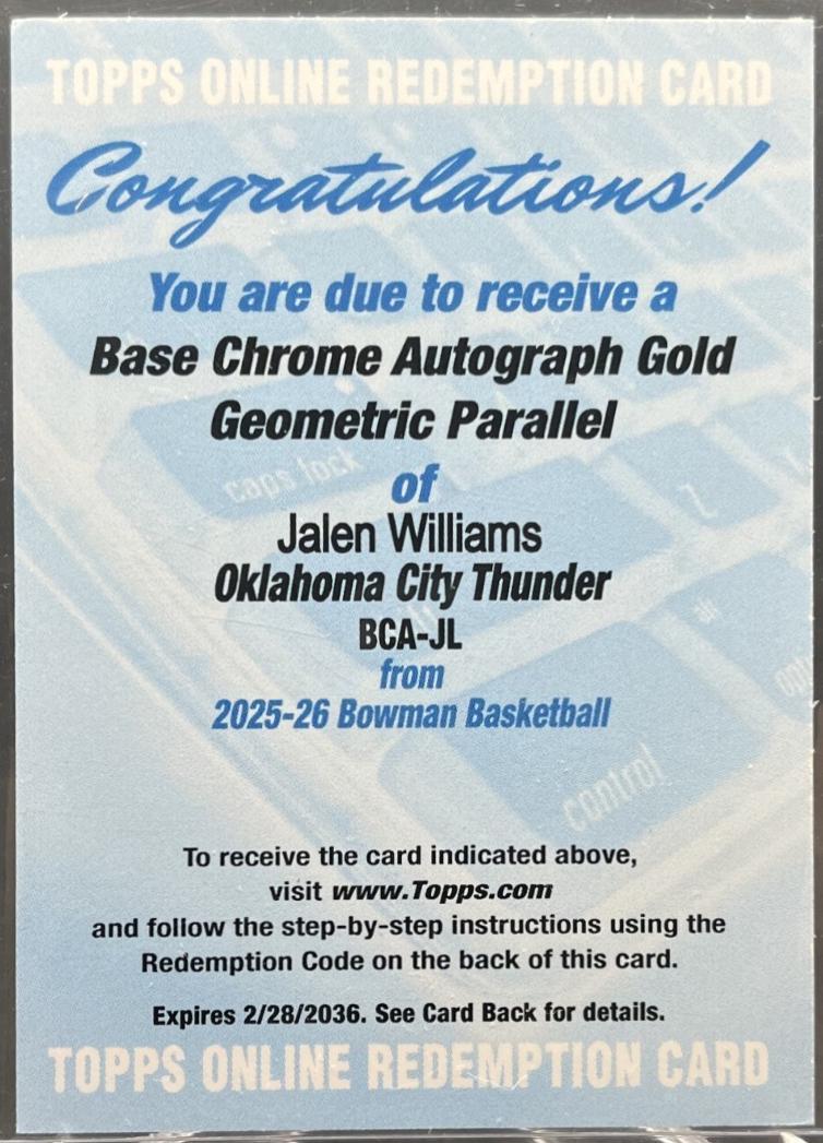 Jalen Williams [Gold Geometric] #BCA-JL