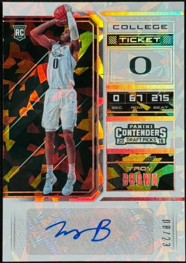 Troy Brown [White Jersey Autograph Cracked Ice] #69