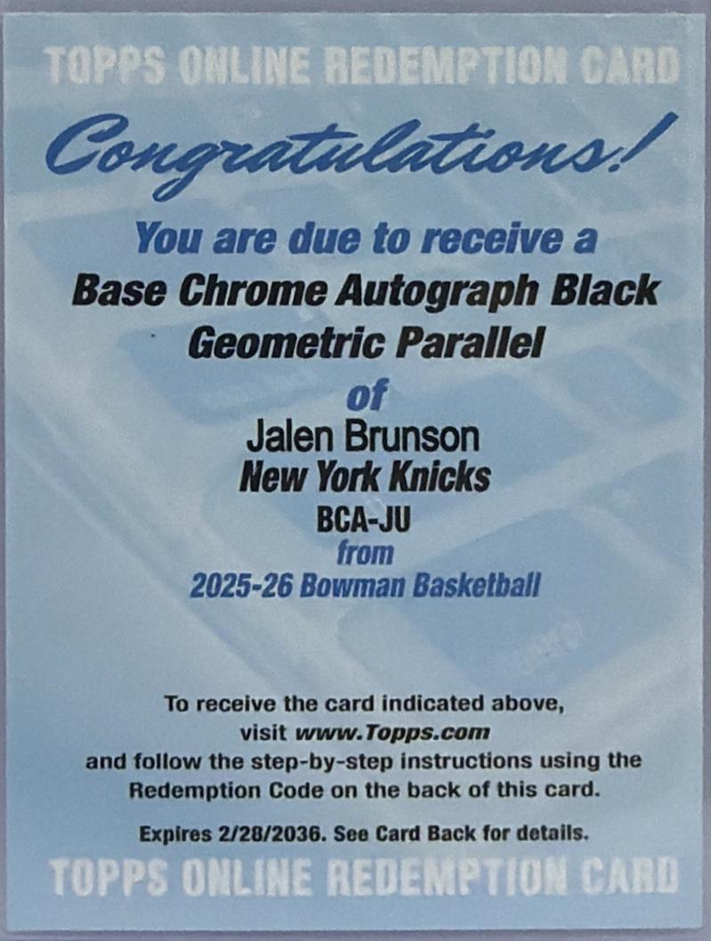 Jalen Brunson [Black Geometric] #BCA-JU