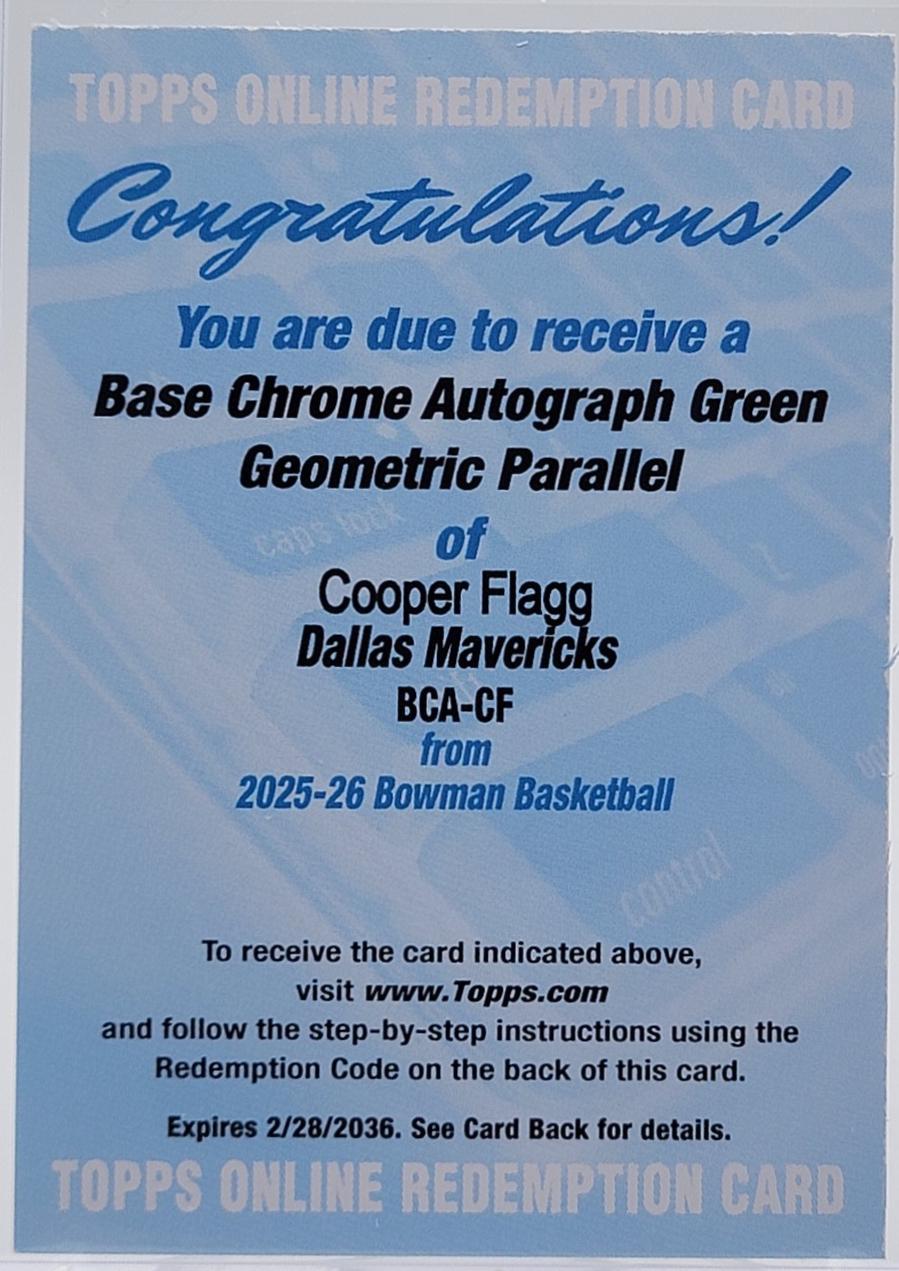 Cooper Flagg [Green Geometric] #BCA-CF