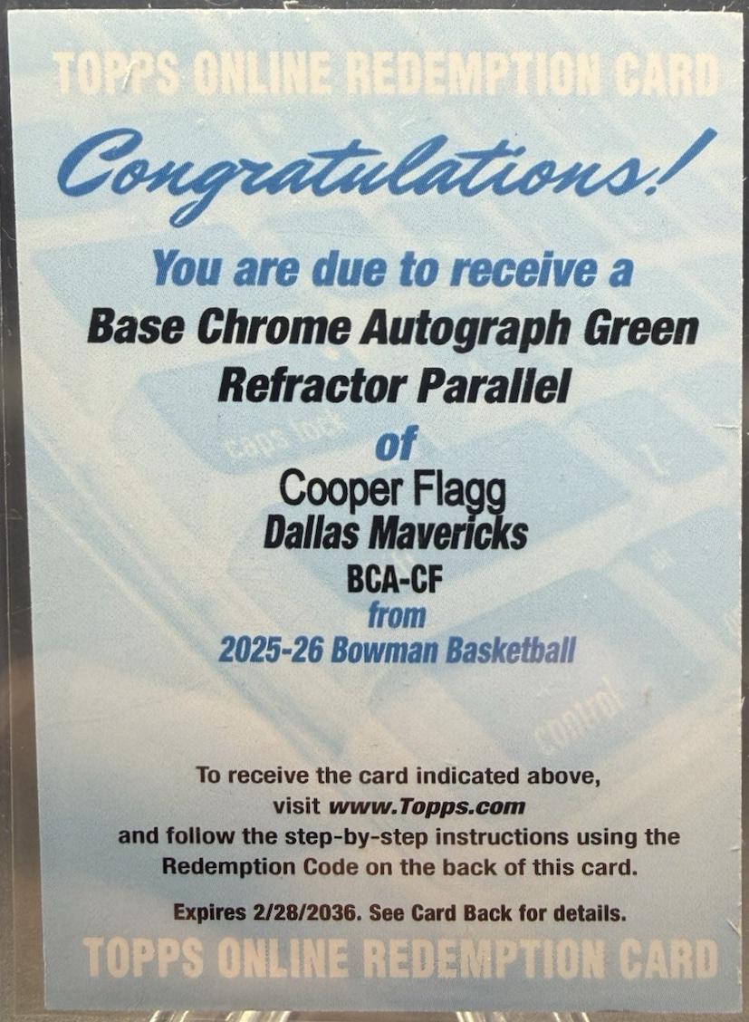 Cooper Flagg [Green Refractor] #BCA-CF