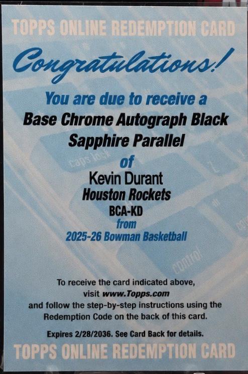 Kevin Durant [Black Refractor] #BCA-KD