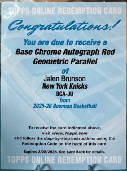 Jalen Brunson [Red Geometric] #BCA-JU